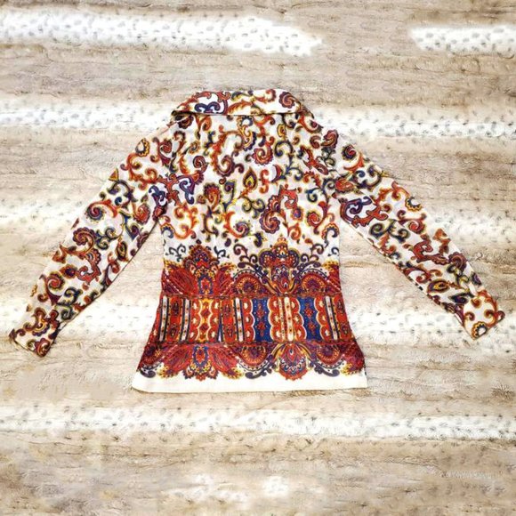 Vintage White Sheer Paisley Button Up Blouse - Picture 5 of 5